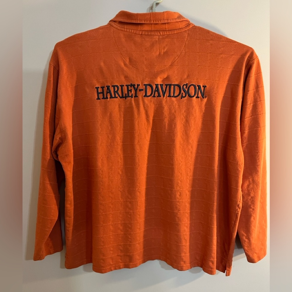 Harley Davidson Authenic 3 Button Pullover Orange… - image 3